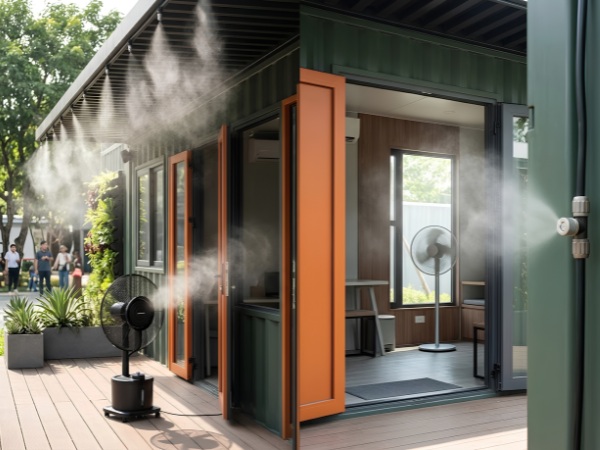 Sử dụng quạt hoặc máy phun sương để chống nóng cho container