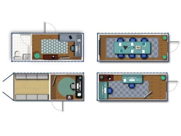 Nội thất bên trong của một container văn phòng